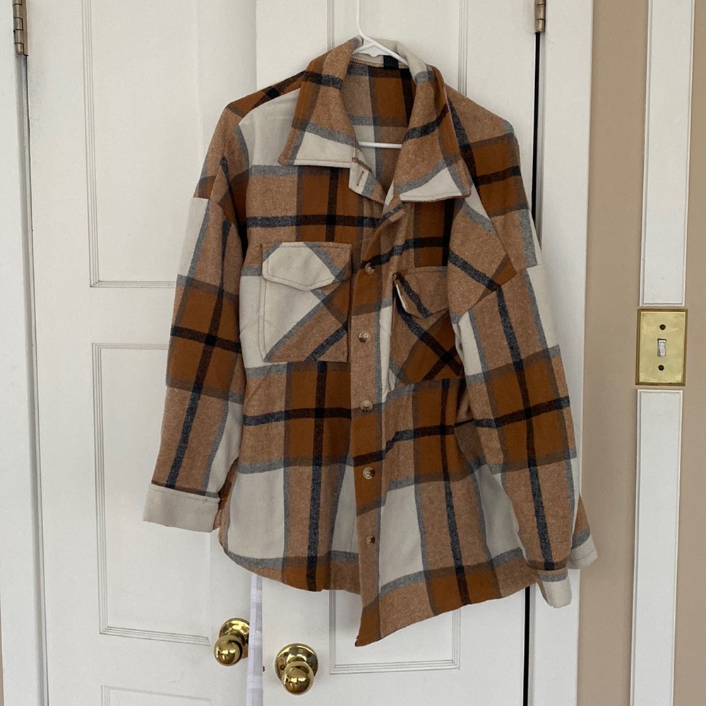Brown and black plaid Shacket